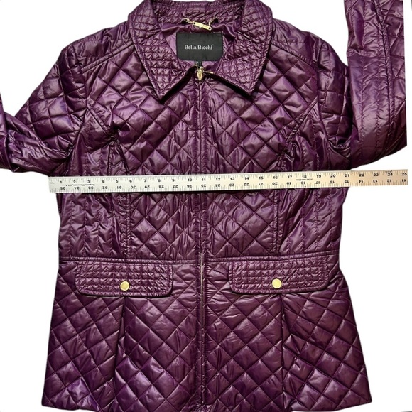 BELLA BICCHI Purple Quilted Coat Jacket sz 16 Lined Lightweight Pockets Short - Picture 4 of 12